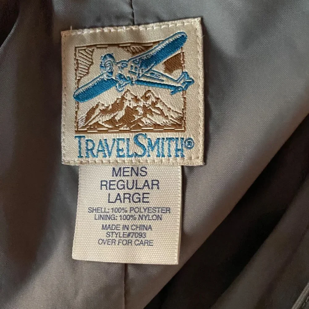 TravelSmith Long Gray Raincoat Mens Regular Large